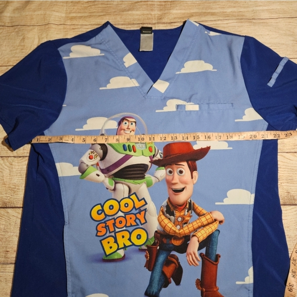 Disney Pixar toy story cool story bro V-neck scrub top - Picture 3 of 9